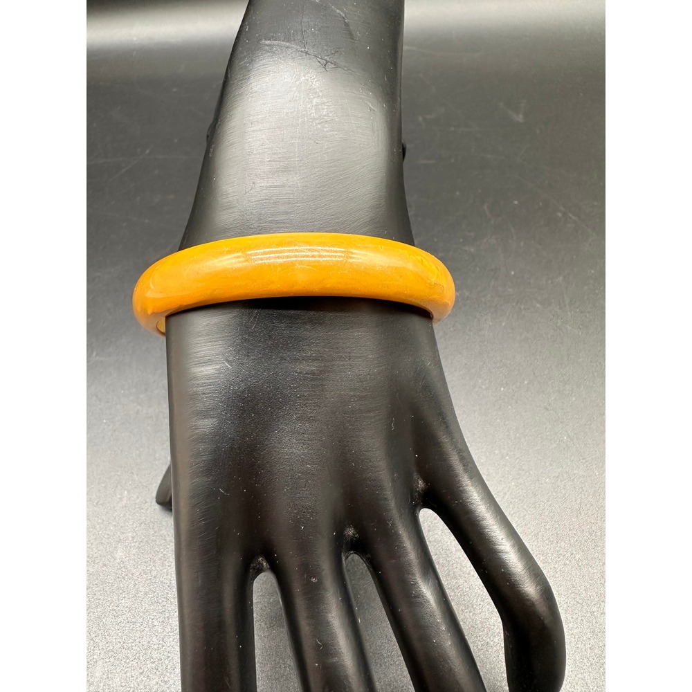 Bakelite Marbled Butterscotch Bangle Bracelet Vintage Yellow Green Tested